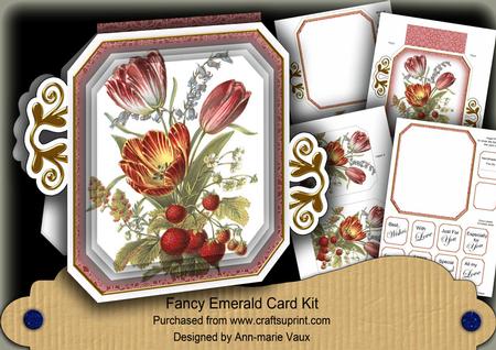 Red Tulips Fancy Emerald 3D Mini Card Kit