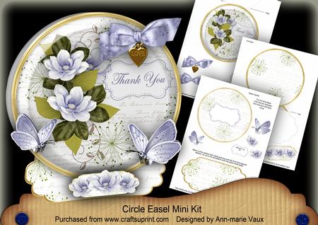 Blue Magnolia Thank You Pretty Circle Easel Card Mini Kit