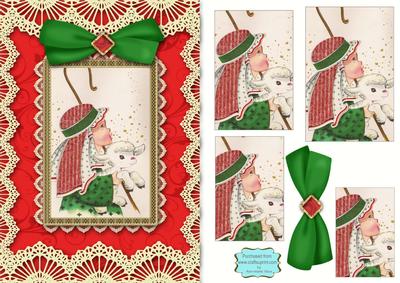 Christmas Shepherd A5 Lace Border Card Front Step by Step
