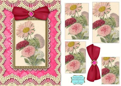 Multi Floral A5 Lace Border Card Front Step by Step