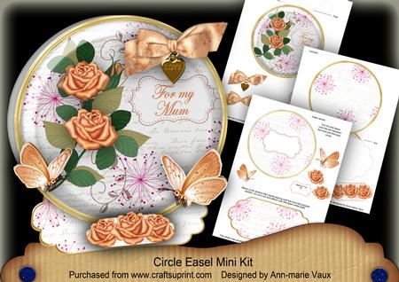 Peach Rose for My Mum Pretty Circle Easel Card Mini Kit