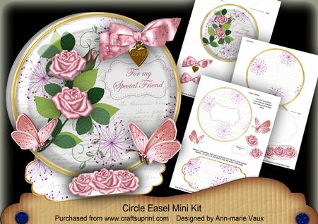 Pink Rose Special Friend Pretty Circle Easel Card Mini Kit