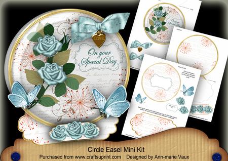 Teal Rose Special Day Pretty Circle Easel Card Mini Kit