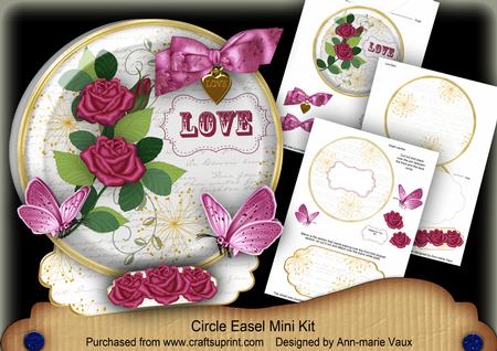 Cerise Rose Love Pretty Circle Easel Card Mini Kit