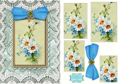 Pretty Daisies A5 Lace Border Card Front Step by Step