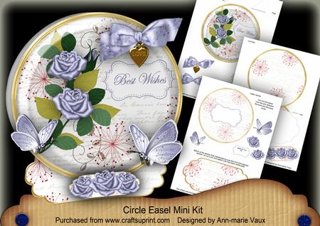 Blue Rose Best Wishes Pretty Circle Easel Card Mini Kit