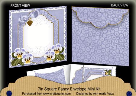 Pale Blue Pansy Beaded Fancy 7x7inch Easy Envelope Mini Kit
