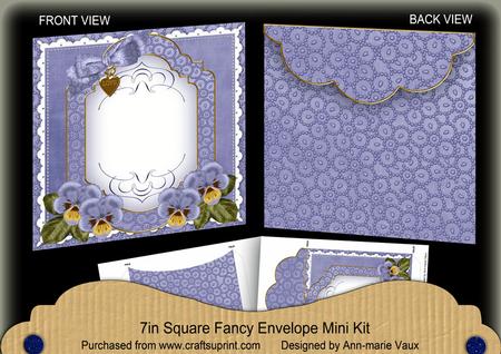 Dark Blue Pansy Beaded Fancy 7x7inch Easy Envelope Mini Kit