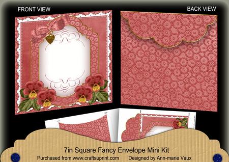 Dark Red Pansy Beaded Fancy 7x7inch Easy Envelope Mini Kit