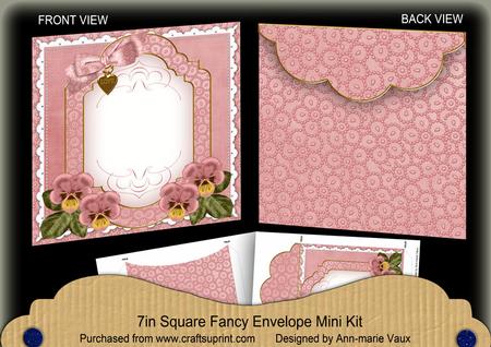 Pink Pansy Beaded Fancy 7x7inch Easy Envelope Mini Kit