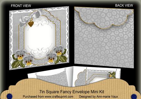 Silver Pansy Beaded Fancy 7x7inch Easy Envelope Mini Kit
