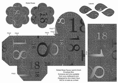 Black Age 18 Rolled Rose 3in Favour/gift Box N' Card