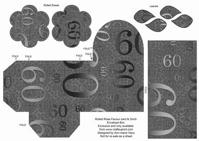 Black Age 60 Rolled Rose 3in Favour/gift Box N' Card
