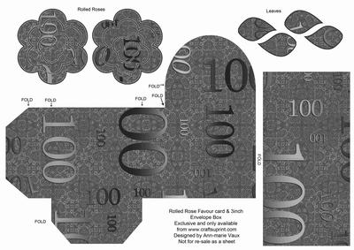 Black Age 100 Rolled Rose 3in Favour/gift Box N' Card