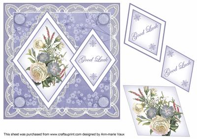 Blue Bouquet Good Luck 7in Double Diamond Topper