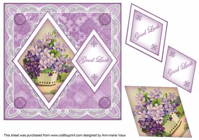 Lilac Flowers Good Luck 7in Double Diamond Topper