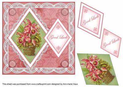 Lily Bouquet Good Luck 7in Double Diamond Topper