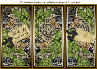 Black Roses Thank You Quick Tri-fold Card