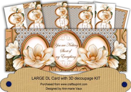 Peach Magnolia My Everything Large Dl Decoupage Card Kit
