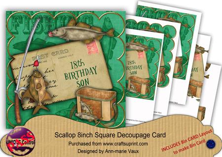 Fishing Green 18th Birthday Son 8in Extreme Decoupage Cf Kit