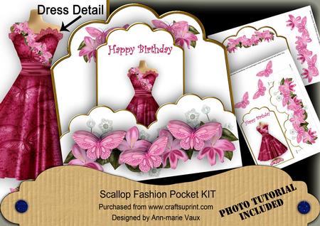 Cerise Rose Happy Birthday Ink Saver Fashion Tag Mini Kit