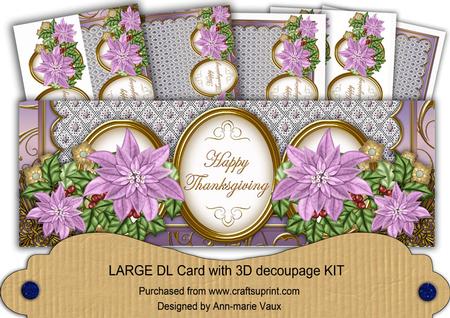 Lilac Poinsettia Happy Thanksgiving Large Dl Card Kit