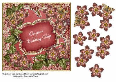 Red Met Fleur Wedding Day Fancy 7in Deco Topper