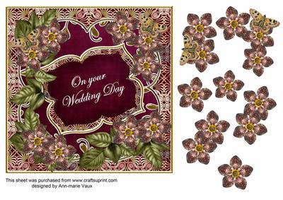 Hot Pink Met Fleur Wedding Day Fancy 7in Deco Topper