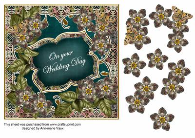 Peacock Met Fleur Wedding Day Fancy 7in Deco Topper
