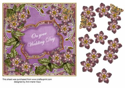 Purple Met Fleur Wedding Day Fancy 7in Deco Topper