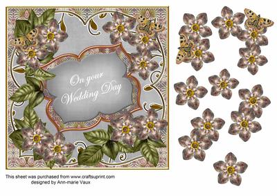 Silver Met Fleur Wedding Day Fancy 7in Deco Topper