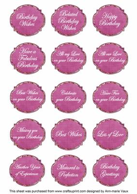 Cerise Fleur All Birthday Sentiment Caption Sentiment Sheet