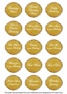 Gold Fleur All Birthday Sentiment Caption Sentiment Sheet