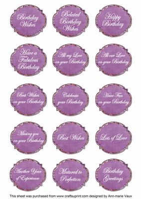 Purple Fleur All Birthday Sentiment Caption Sentiment Sheet