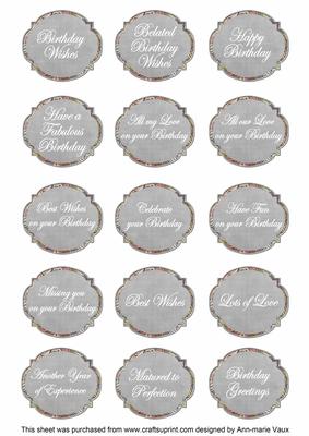 Silver Fleur All Birthday Sentiment Caption Sentiment Sheet