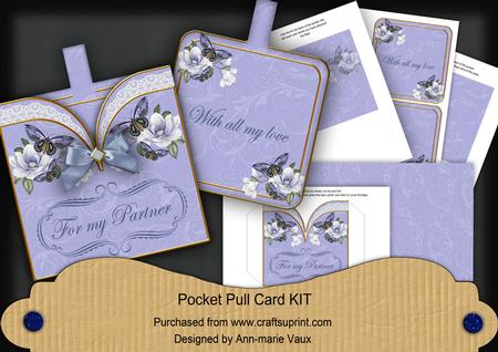 Blue Magnolia Butterfly My Partner Pocket Pull Card Kit