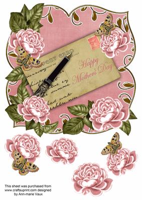 Pink Rose Happy Mothers Day 8in Fancy Rose Topper