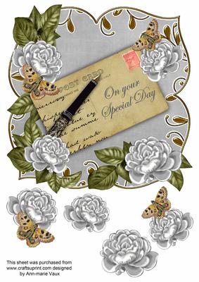 Silver Rose Special Day 8in Fancy Rose Topper