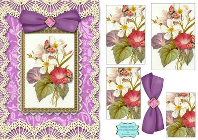 Butterfly Mixed Bunch A5 Lace Border Card Front Step by Step