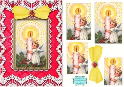 Christmas Candle Angel A5 Lace Card Front Step by Step