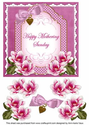 Cerise Magnolia Mothering Sunday Fancy 7in Decoupage Topper
