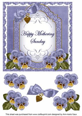 Dblue Pansy Mothering Sunday Fancy 7in Decoupage Topper