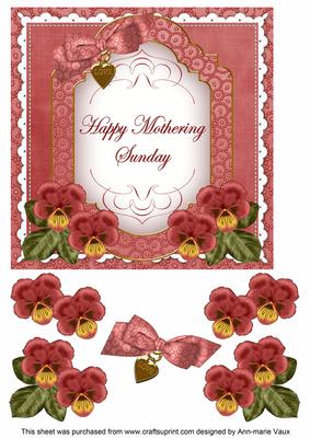 Dred Pansy Mothering Sunday Fancy 7in Decoupage Topper