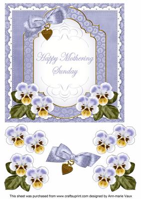 Pale Blue Pansy Mothering Sunday Fancy 7in Decoupage Topper