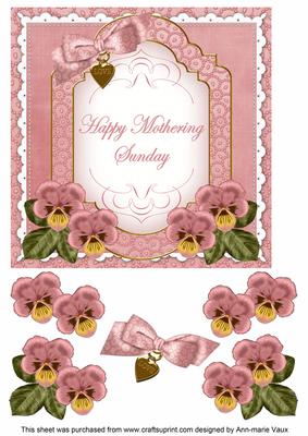 Pink Pansy Mothering Sunday Fancy 7in Decoupage Topper