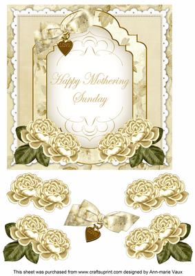 Cream Rose Mothering Sunday Fancy 7in Decoupage Topper