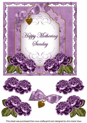 Purple Rose Mothering Sunday Fancy 7in Decoupage Topper