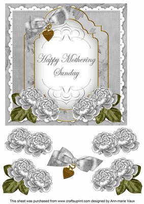 Silver Rose Mothering Sunday Fancy 7in Decoupage Topper
