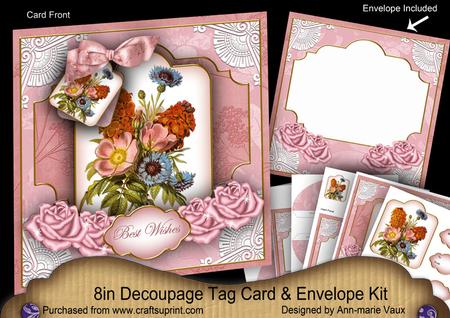 Pink Bouquet Best Wishes Special 8in Tag N' Envelope Kit