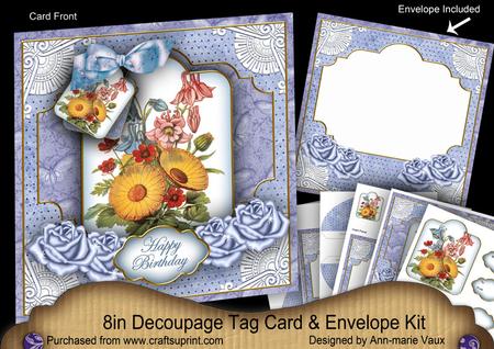 Blue Bouquet Happy Birthday Special 8in Tag N' Envelope Kit
